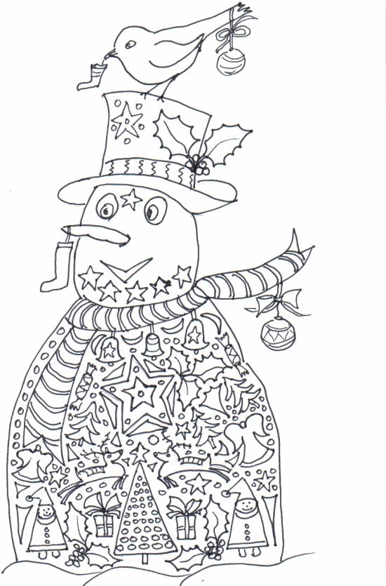 Kolorowanka antystresowy bałwan